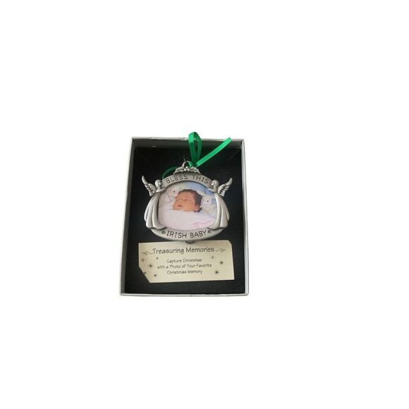 New Treasuring Memories Irish Baby Ornament With Gift Box Photo Frame Great Gift - Picture 4 of 8